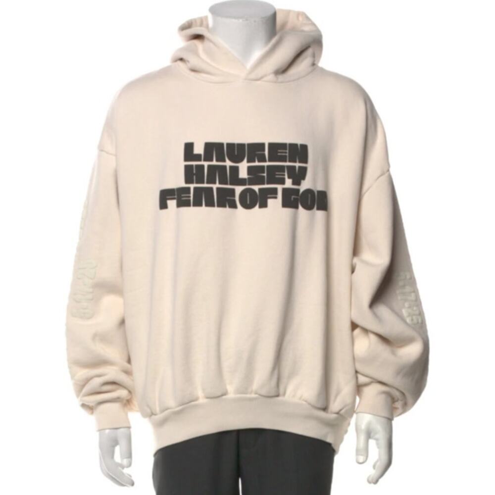 Fear Of God 2025 Lauren Halsey LA Artist Collab Hoodie in Cream, Size Large NWT